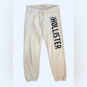 Hollister California Logo Cream Jogger Sweatpants - Size Small